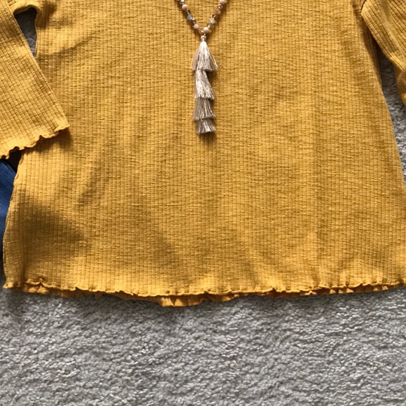 Mustard Color 3/4 Sleeve Tunic Top - Picture 5 of 7